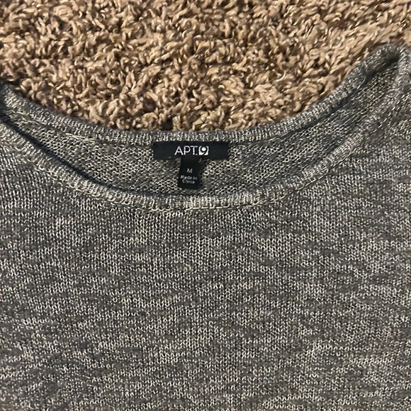 Apt. 9 Gray Sweater with White Lace Hem - Picture 2 of 5